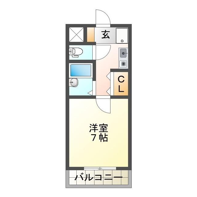 エステート白塚(1K/3階)の間取り写真