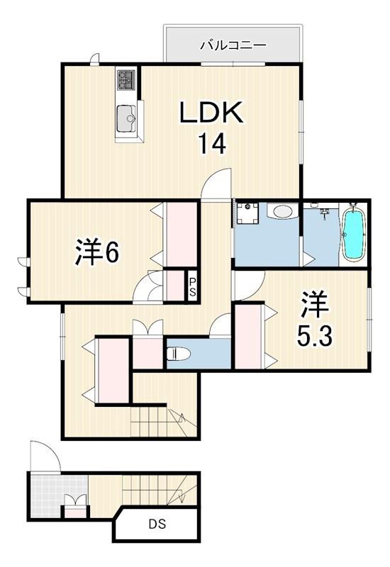 メゾベール自由が丘(2LDK/1階)の間取り写真