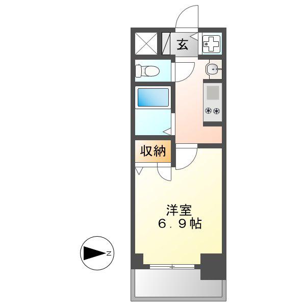 プレサンスSAKAEリバースタイル(1K/3階)の間取り写真