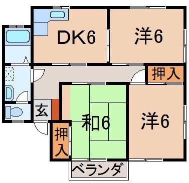 グリーンヒル平清水(3DK/2階)の間取り写真