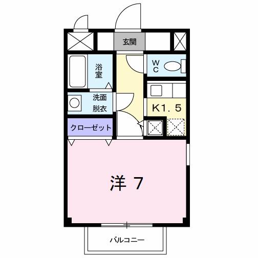 オードピュール IV(1K/1階)の間取り写真