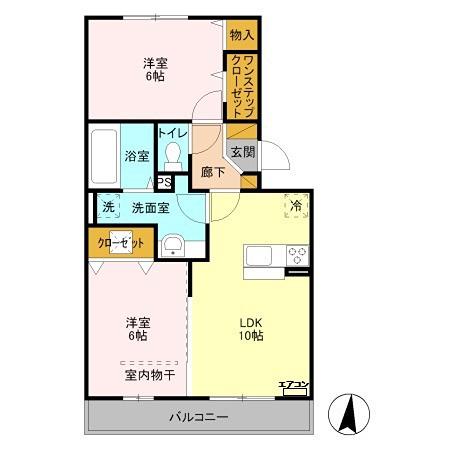 レスポワール A(2LDK/1階)の間取り写真