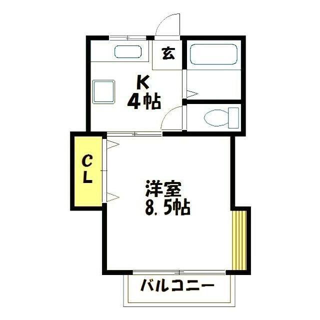 メイプルハイム(1K/2階)の間取り写真