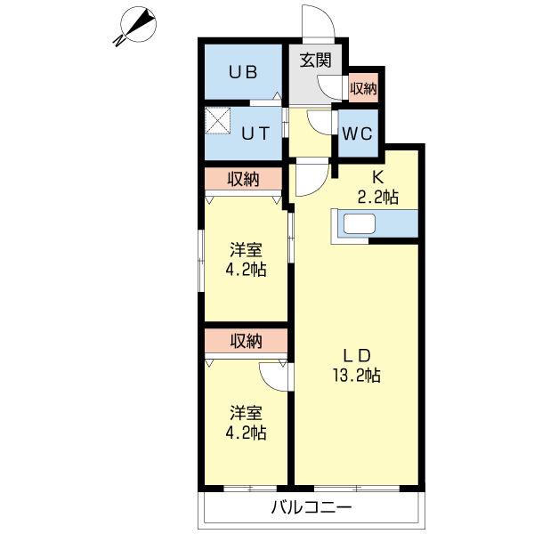 ミカーサ13(2LDK/3階)の間取り写真