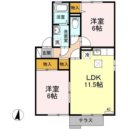 フローラルアベニュー(2LDK/1階)の間取り写真