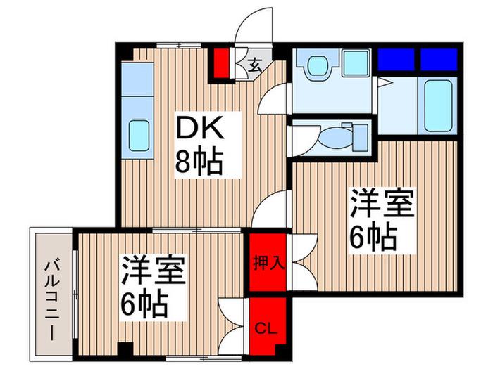 五島ハウス(2DK/3階)の間取り写真