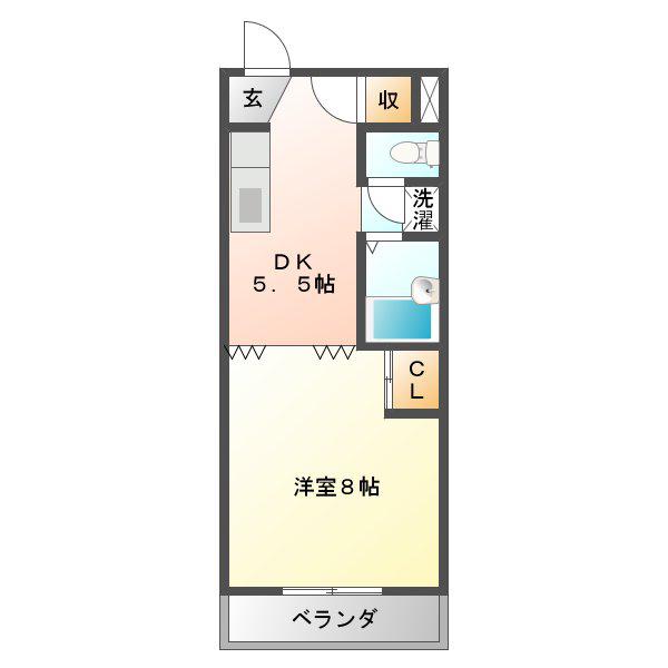 メゾン伊吹(1DK/3階)の間取り写真