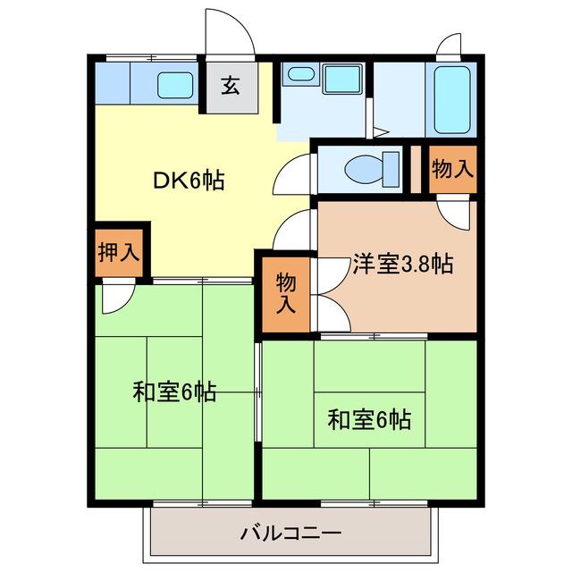 ロイヤルフジミズ(3DK/2階)の間取り写真