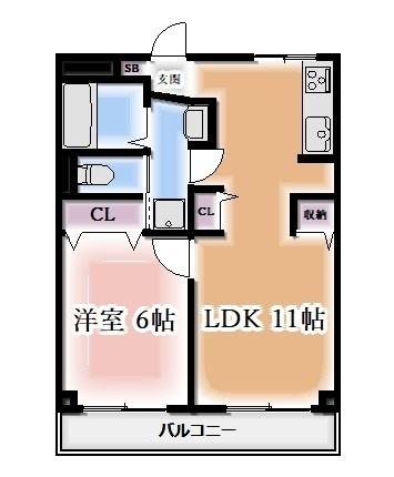 コーポヒョーカ(1LDK/3階)の間取り写真