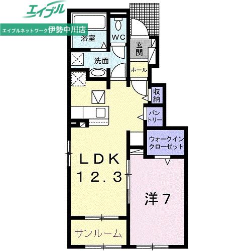 アーク D(1LDK/1階)の間取り写真