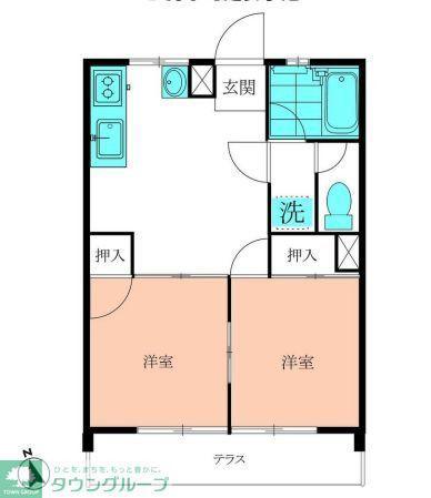 国分寺ヴィレッジ(2DK/1階)の間取り写真