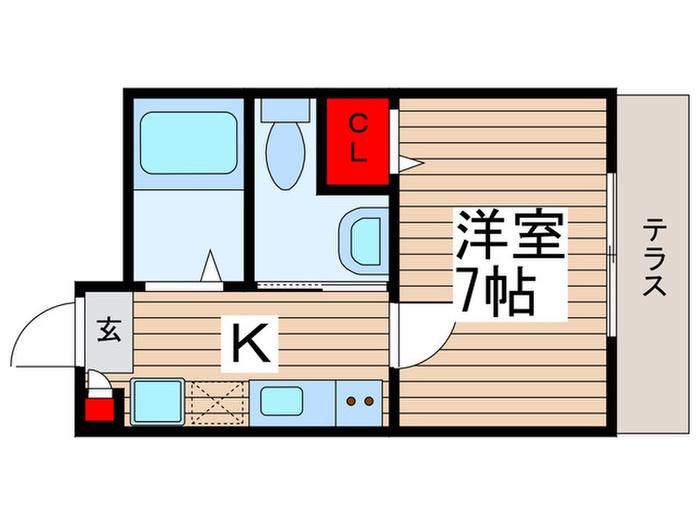 サンシャトー松戸(1K/1階)の間取り写真