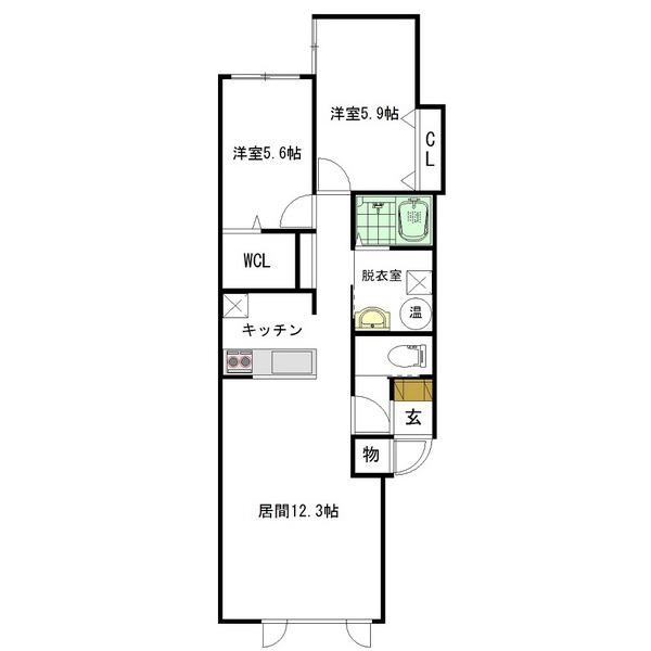 ATEENA11.21 A(2LDK/1階)の間取り写真
