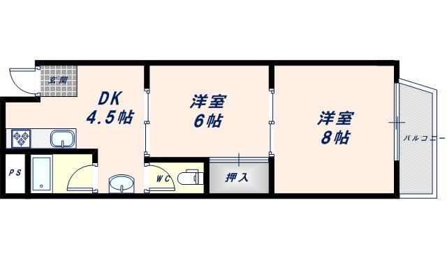 サカエコーポ(2DK/3階)の間取り写真