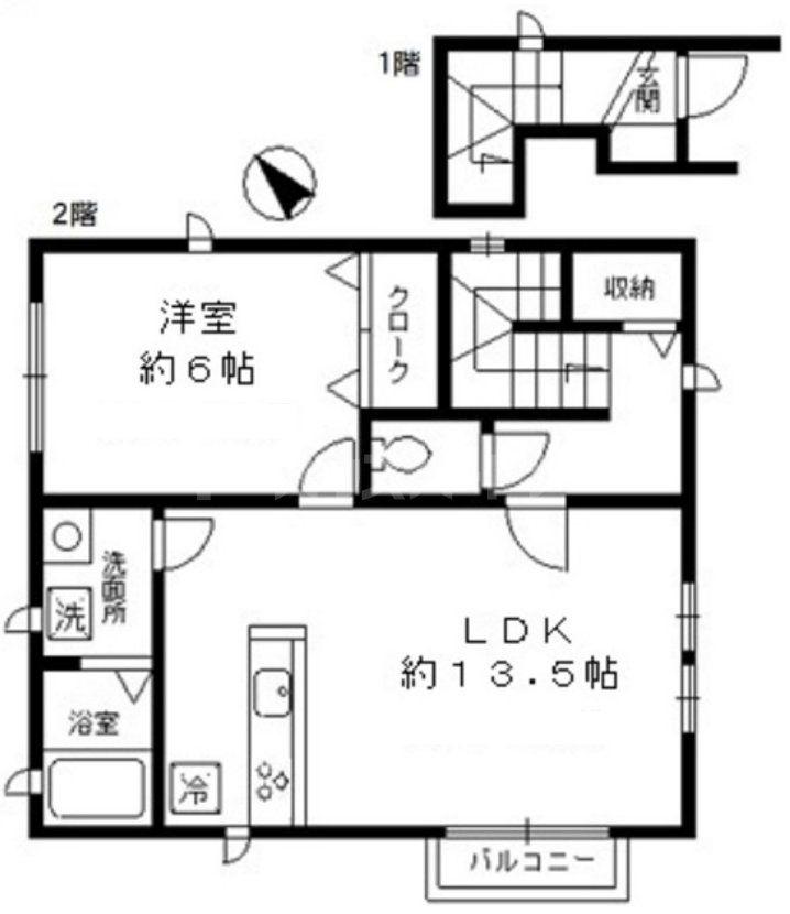 SOLEADO(1LDK/2階)の間取り写真