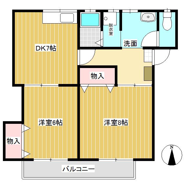 ホワイトヴィラIKEUCHI(2DK/2階)の間取り写真
