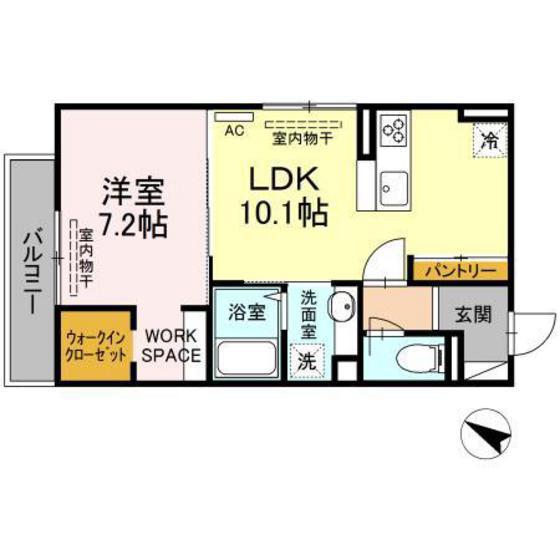 セジュールピア庚午(1LDK/2階)の間取り写真