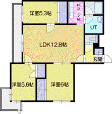 ノース・ジ・アース恵庭(3LDK/4階)の間取り写真