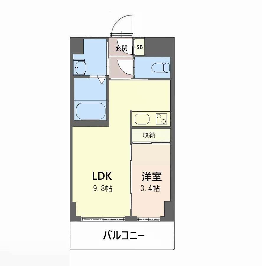 シャトーパルモア武庫之荘(1LDK/2階)の間取り写真
