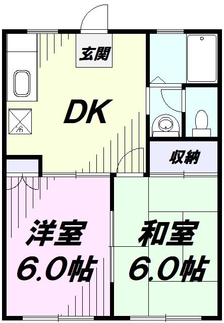 クロノス拝島町ノース(2DK/2階)の間取り写真