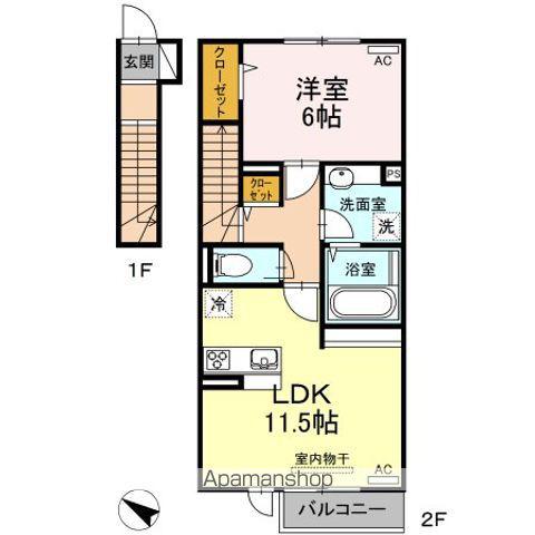 シェノア宮内(1LDK/2階)の間取り写真