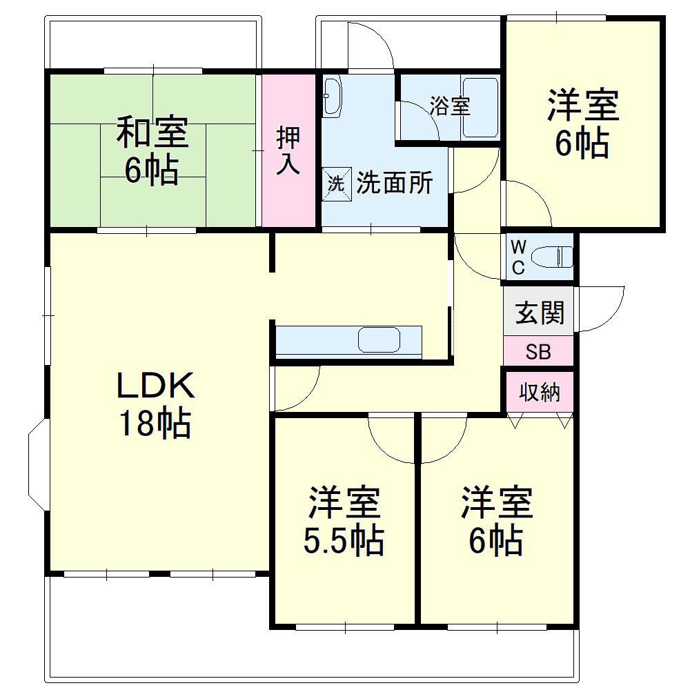 バーディー蜆塚(4LDK/3階)の間取り写真