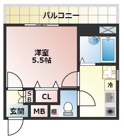 ラッキーセンター河堀口(1K/5階)の間取り写真