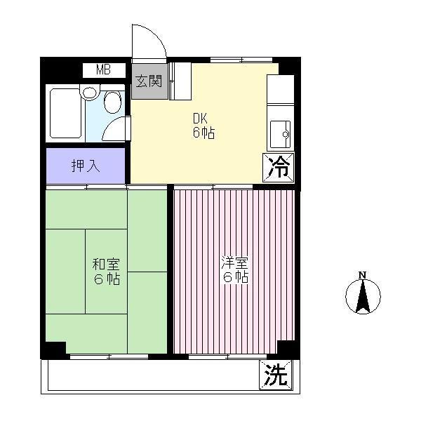 グリーンヒル徳丸第3(2DK/2階)の間取り写真