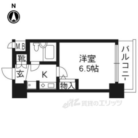 デリード&サンヴェール桂川東(1K/6階)の間取り写真