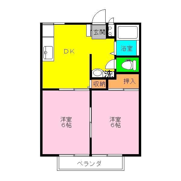 グリーンガーデン(2DK/1階)の間取り写真
