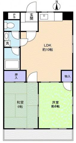 舟入清水ビル(2LDK/2階)の間取り写真