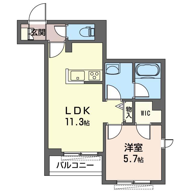 グラティチュード(1LDK/3階)の間取り写真