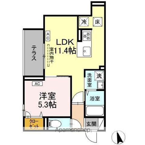 D BLESS横濱赤門通(1LDK/1階)の間取り写真