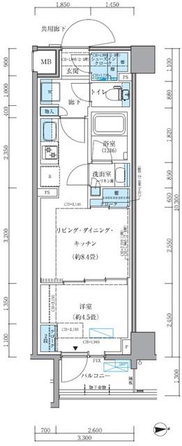 パークアクシス品川シーサイド(1LDK/3階)の間取り写真