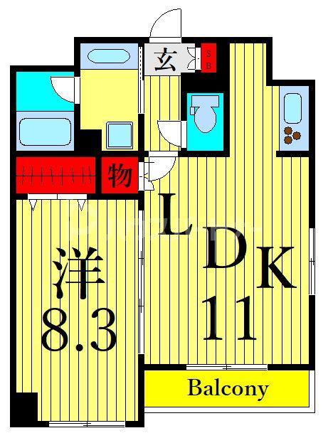 ライジングプレイス浅草参番館(1LDK/5階)の間取り写真