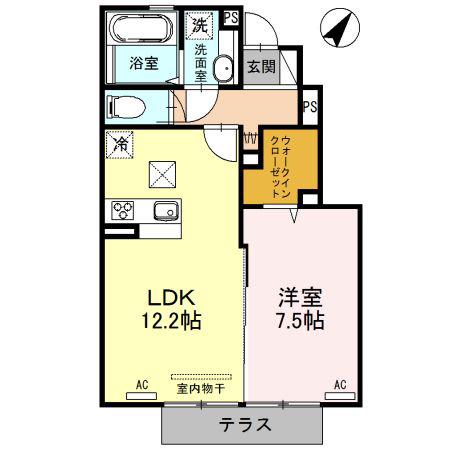 エルドラードA(1LDK/1階)の間取り写真