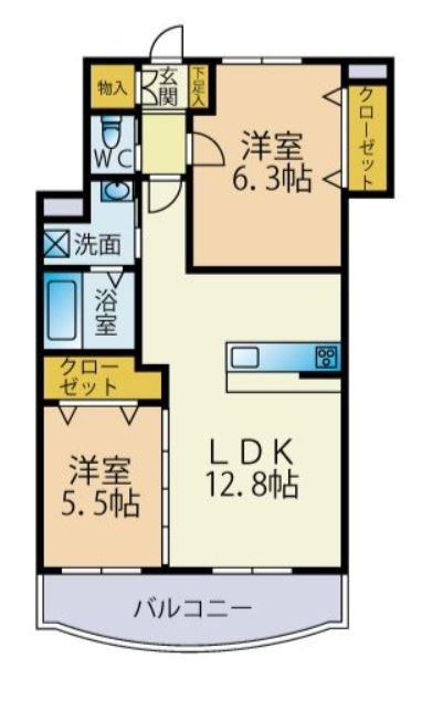 ドルチェ・ヴィータ(2LDK/1階)の間取り写真