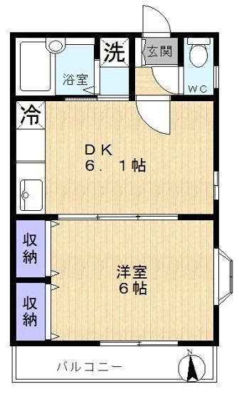 プランドール(1DK/2階)の間取り写真