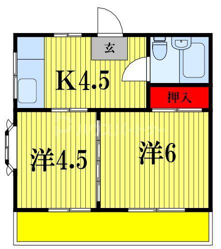 コーポ長栄(2K/1階)の間取り写真