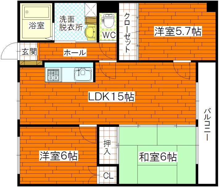 段原タカキビル(3LDK/3階)の間取り写真