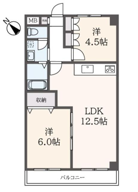 ルミエール(2LDK/2階)の間取り写真