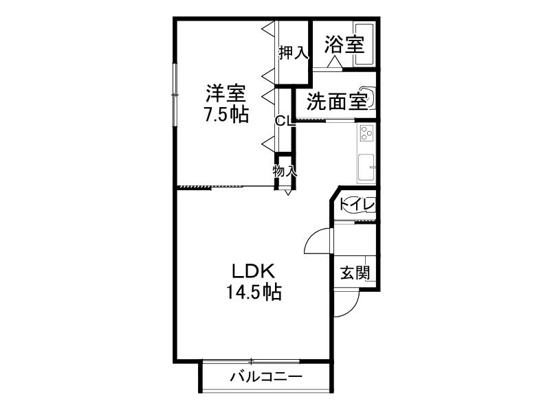 リバーサイドハイムII(1LDK/2階)の間取り写真