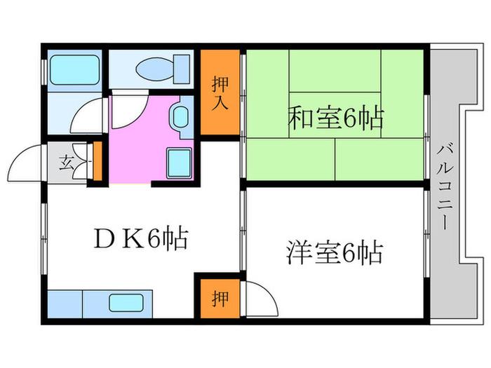 パレーシャル松田(2DK/2階)の間取り写真