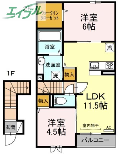 FELICITTA(2LDK/2階)の間取り写真
