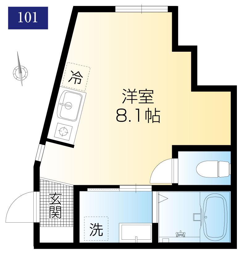 CS GARDEN 東村山(ワンルーム/1階)の間取り写真