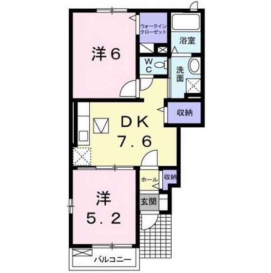 ΑICHISAKOB(2DK/1階)の間取り写真