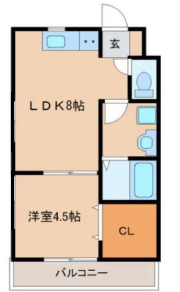 エールブルー(1LDK/1階)の間取り写真