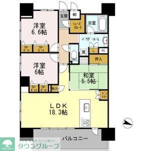 ロイヤルパークスERささしま イースト(3LDK/16階)の間取り写真