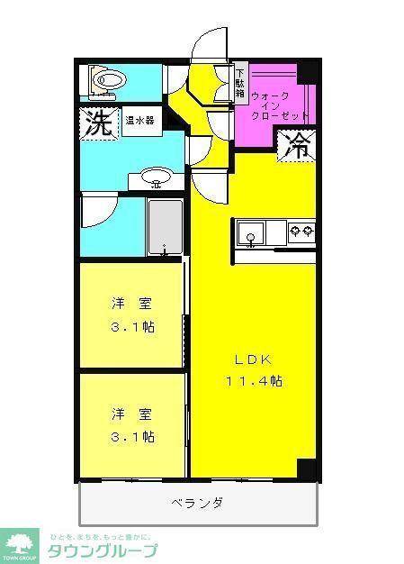 クリスタルヴィオレタ(2LDK/1階)の間取り写真
