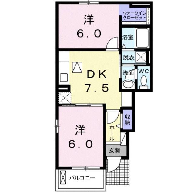 ル・サンII(2DK/1階)の間取り写真